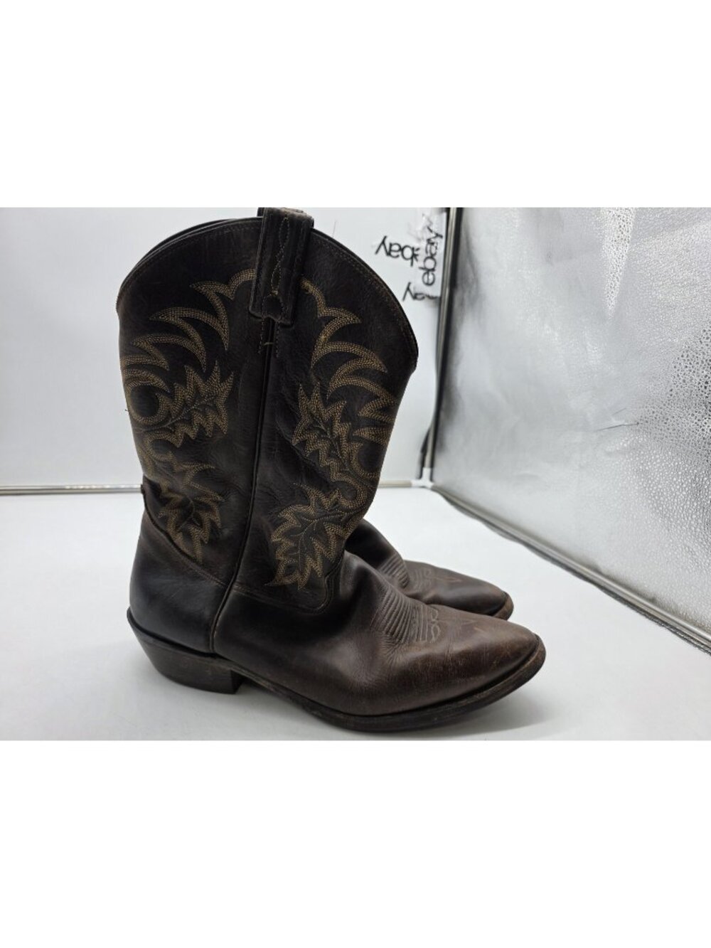 Tony Lama Boots Mens Size 13D Brown Leather Western Pointed Toe Damaged Vibram